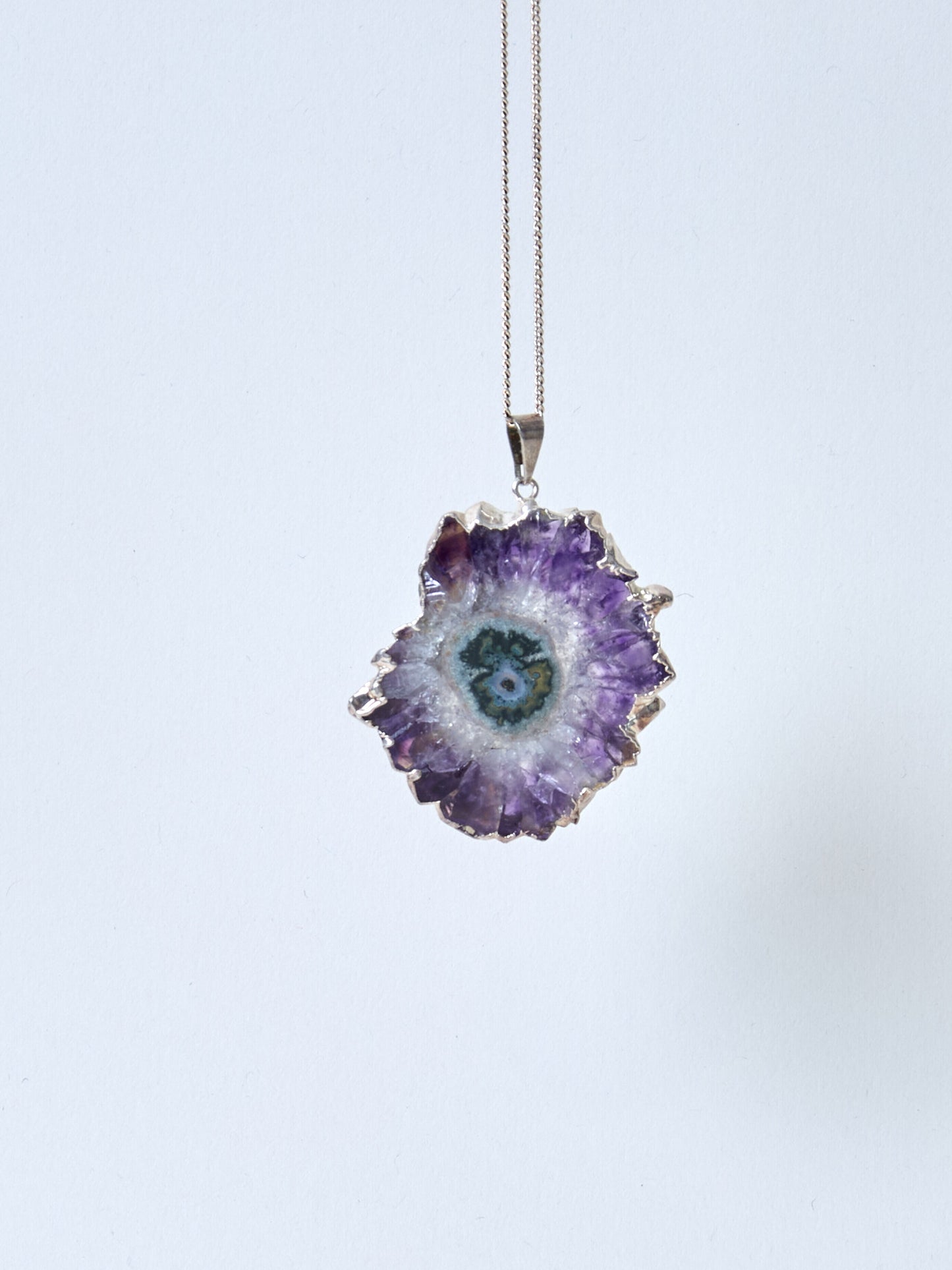 Amethyst Stalaktit Halskette, versilbert