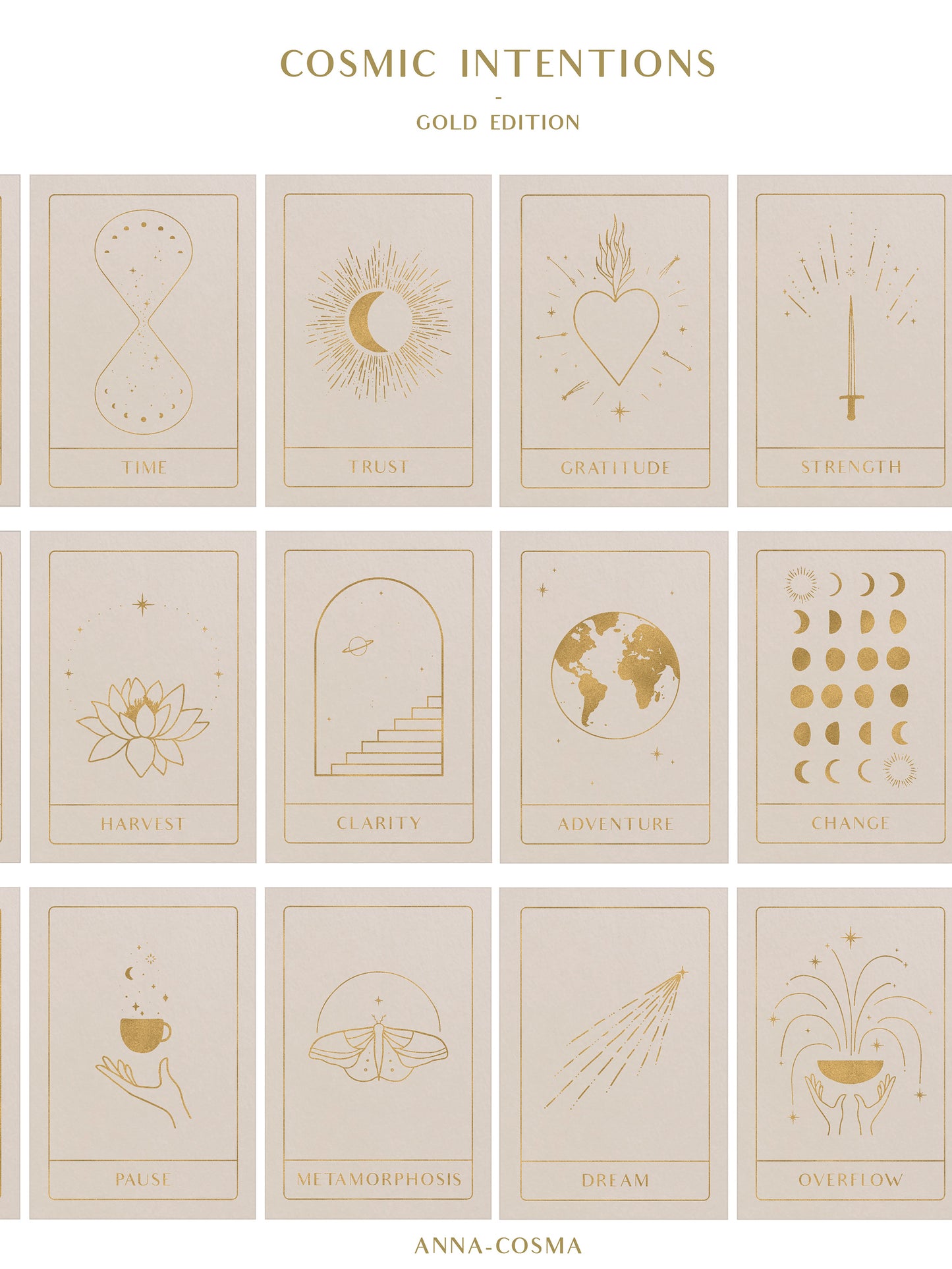 Cosmic Intentions Set 18 Karten Gold Edition Anna Cosma