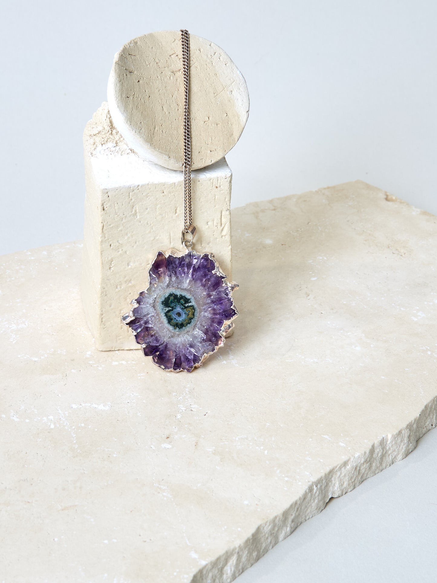 Amethyst Stalaktit Halskette, versilbert