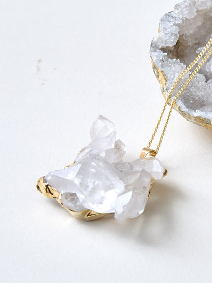 Gold Cluster Bergkristall Kette