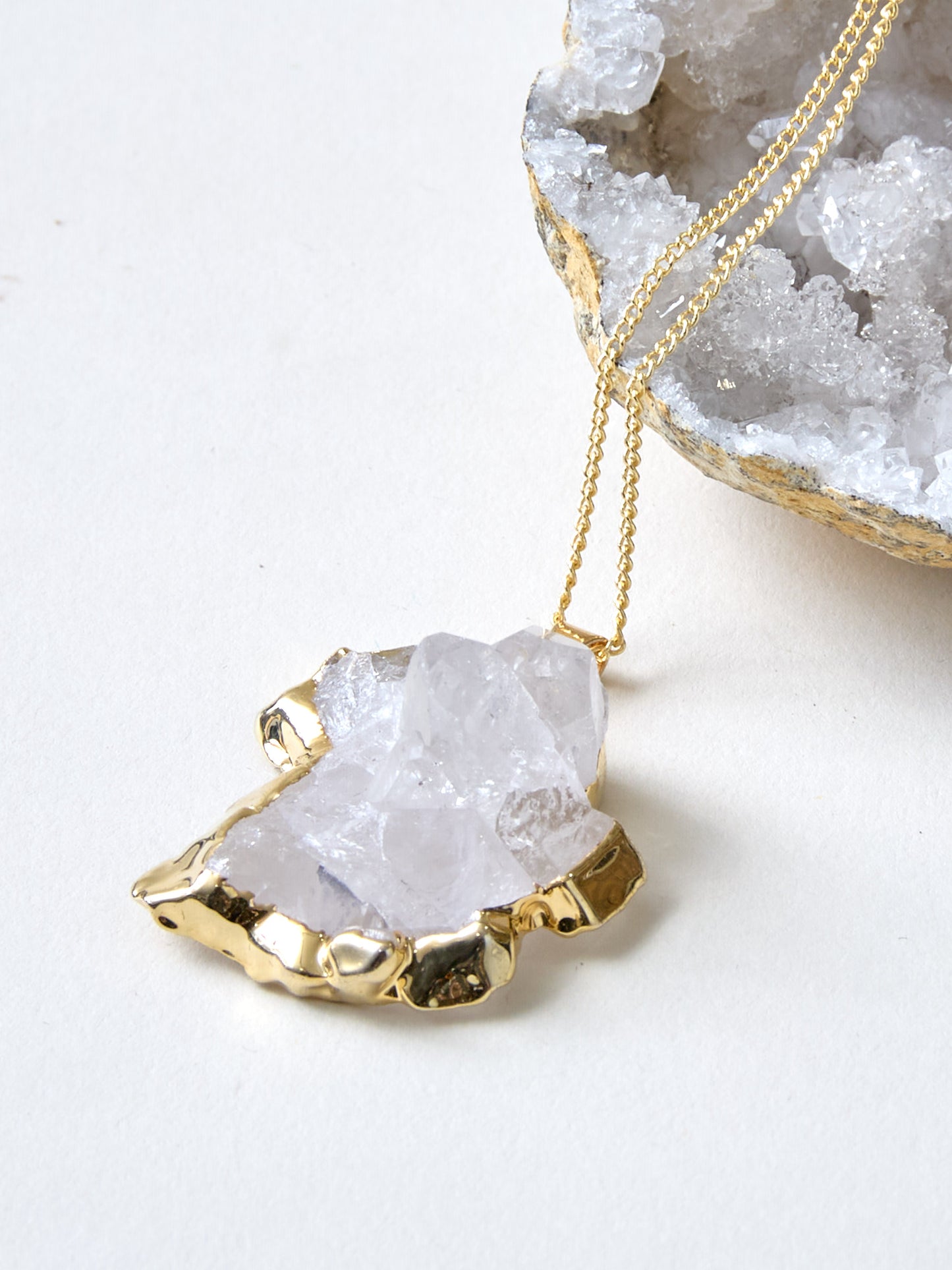 Gold Cluster Bergkristall Kette