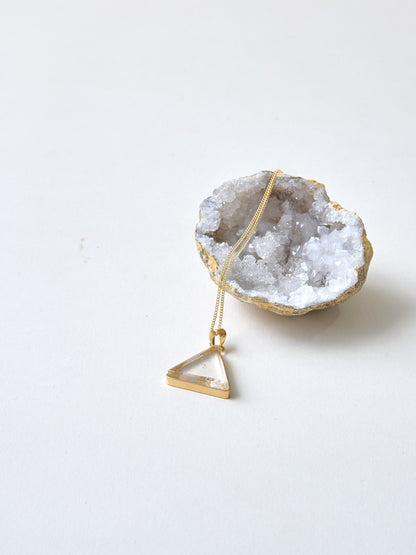 Bergkristall Kette vergoldet