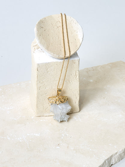 Gold Cluster - vergoldete Bergkristall Halskette