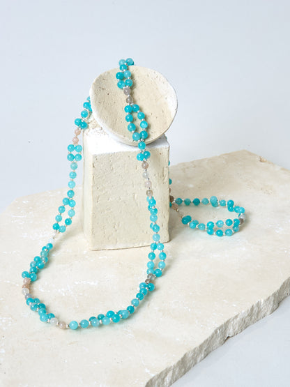 Tantric Necklace Amazonit Mondstein Silber