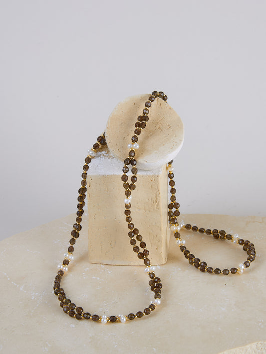 Tantric Necklace Rauchquarz Perle